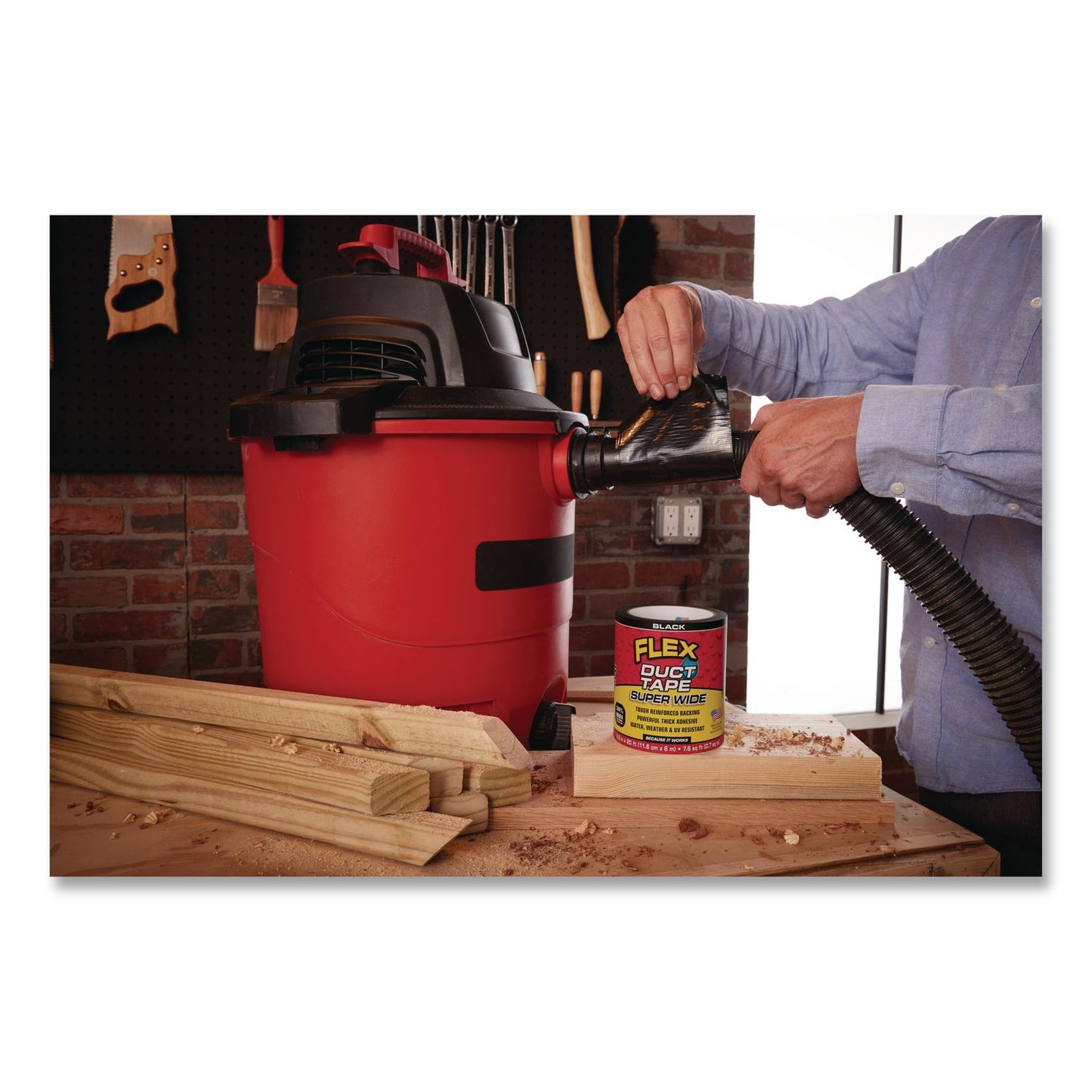 Flex Seal Products® Flex Super Wide Duct Tape, 4" Core, 39 mil Thick, 4.6" x 20 ft, Black, 6/Carton (FSGDTBLKR4620)