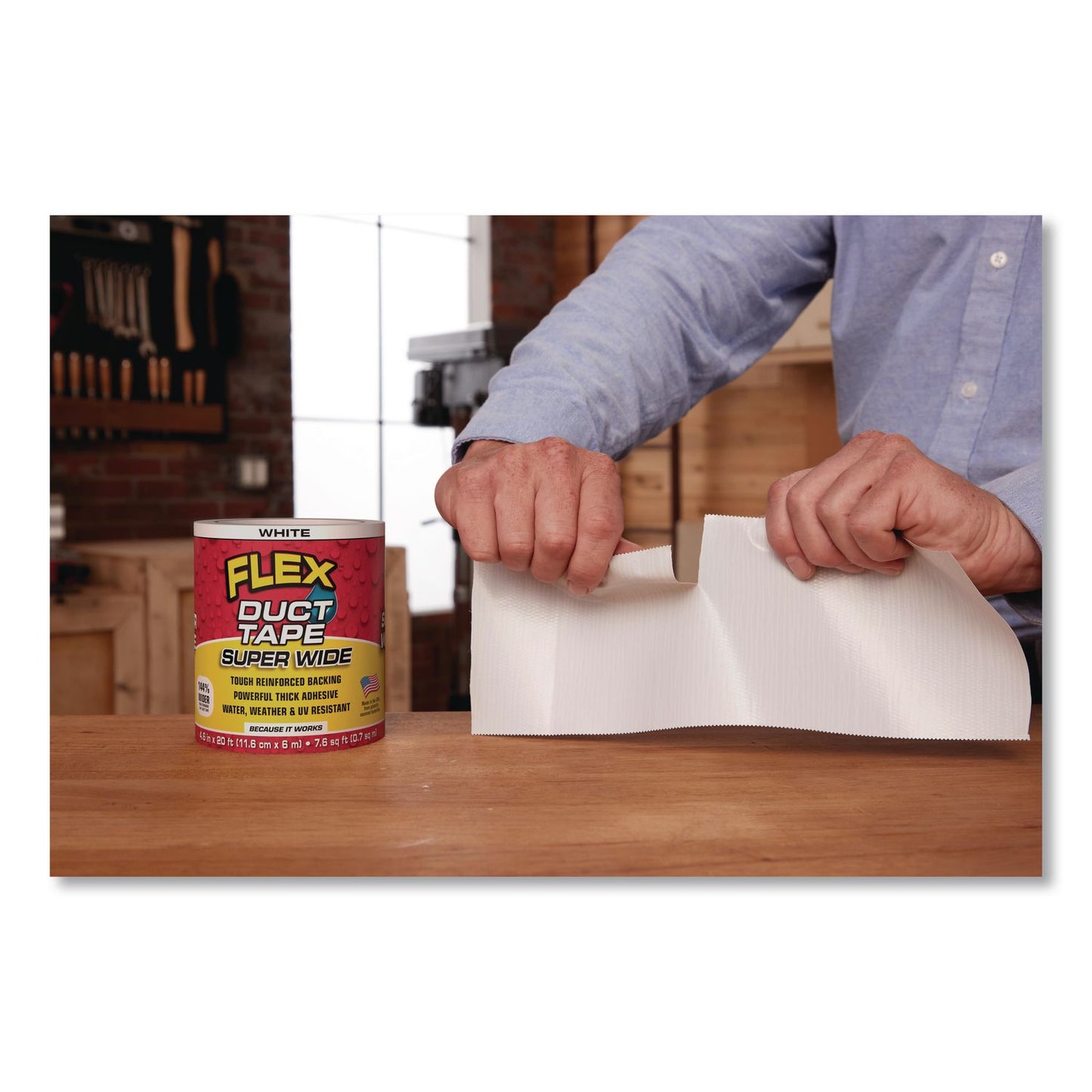 Flex Seal Products® Flex Super Wide Duct Tape, 4" Core, 39 mil Thick, 4.6" x 20 ft, White, 6/Carton (FSGDTWHTR4620)