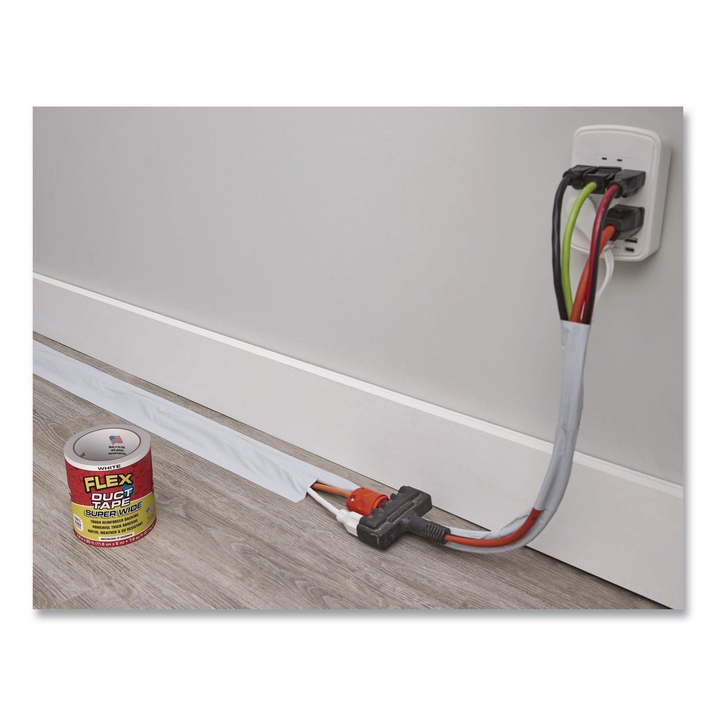 Flex Seal Products® Flex Super Wide Duct Tape, 4" Core, 39 mil Thick, 4.6" x 20 ft, White, 6/Carton (FSGDTWHTR4620)