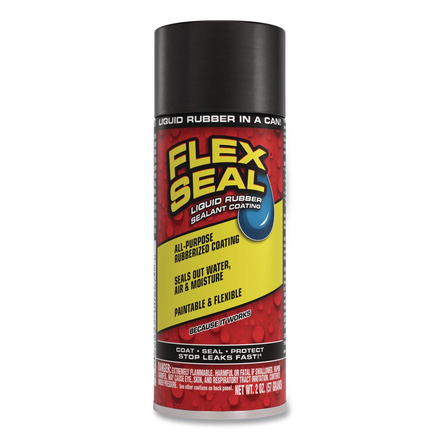 Flex Seal Products® Flex Seal Liquid Rubber Sealant Coating Aerosol, 2 oz Aerosol Can, Dries Black, 12/Carton (FSGFSBLKMINI)