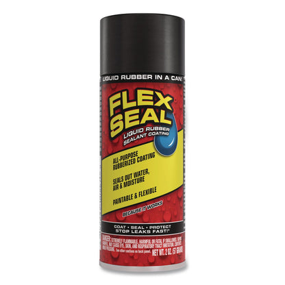 Flex Seal Products® Flex Seal Liquid Rubber Sealant Coating Aerosol, 2 oz Aerosol Can, Dries Black, 12/Carton (FSGFSBLKMINI)