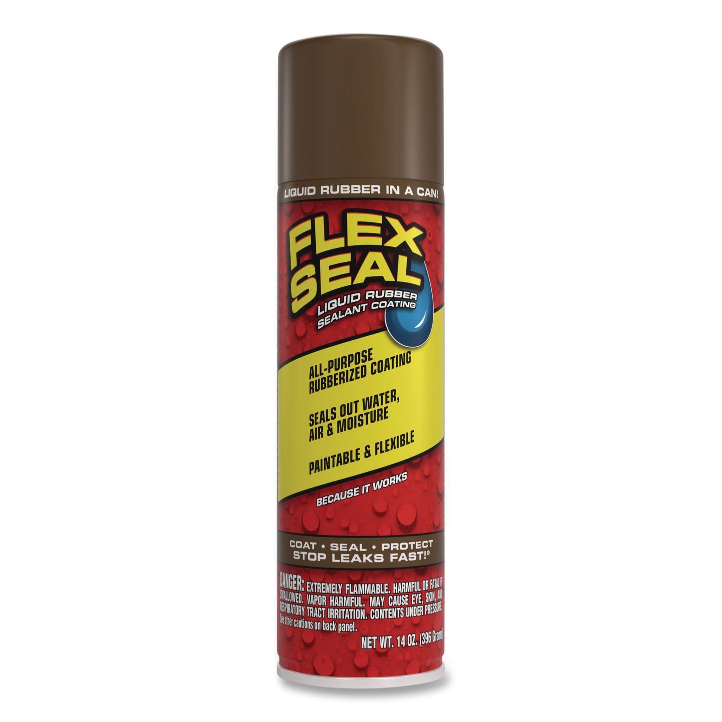 Flex Seal Products® Flex Seal Liquid Rubber Sealant Coating Aerosol, 14 oz Aerosol Can, Dries Brown, 6/Carton (FSGFSBRNR20)
