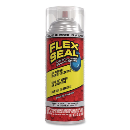 Flex Seal Products® Flex Seal Liquid Rubber Sealant Coating Aerosol, 2 oz Aerosol Can, Dries Clear, 12/Carton (FSGFSCLRMINI)