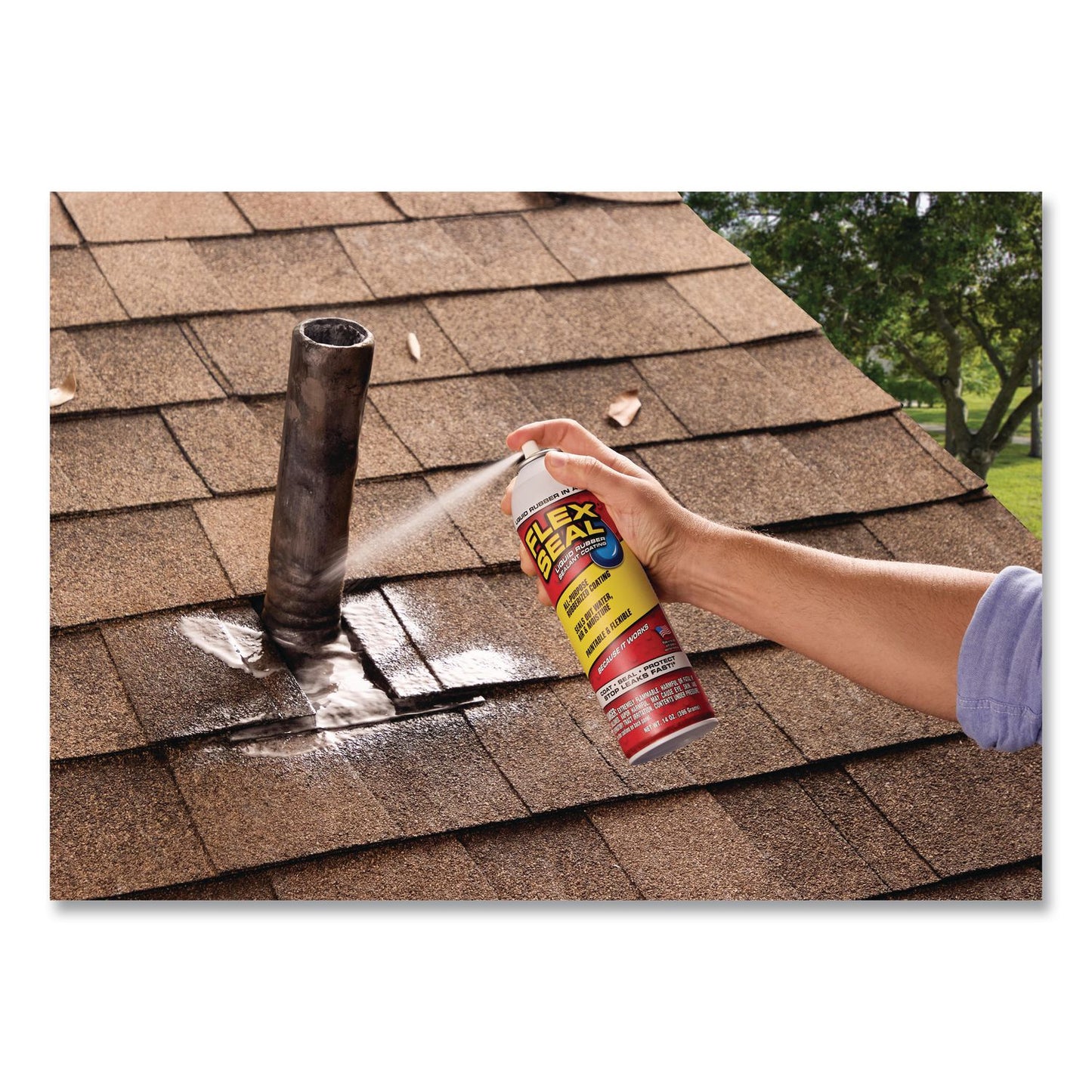 Flex Seal Products® Flex Seal Liquid Rubber Sealant Coating Aerosol, 5 oz Aerosol Can, Dries Clear, 6/Carton (FSGFSCLRR08)