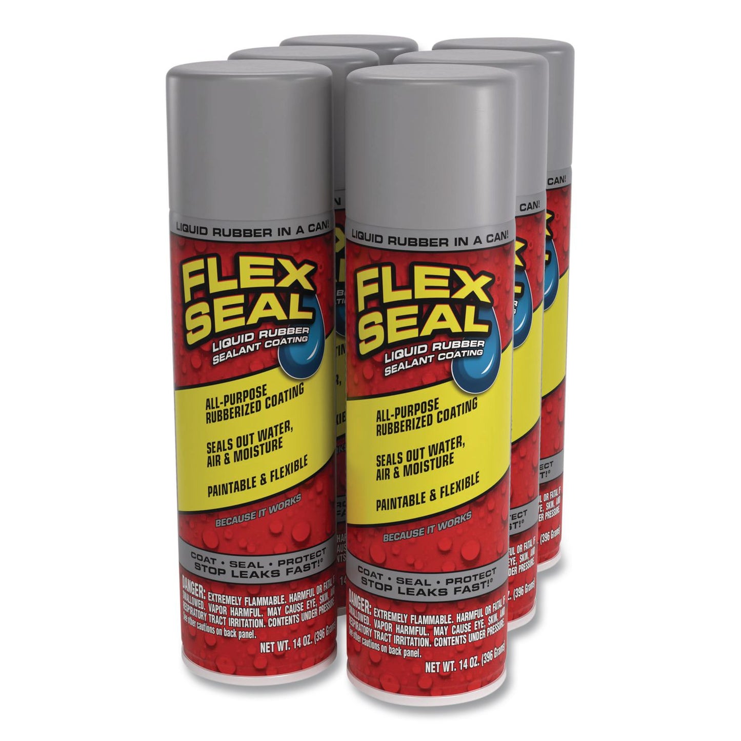 Flex Seal Products® Flex Seal Liquid Rubber Sealant Coating Aerosol, 14 oz Aerosol Can, Dries Gray, 6/Carton (FSGFSGRYR20)