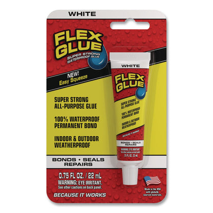 Flex Seal Products® Flex Glue Super Strong Waterproof Glue, 0.75 oz, Dries White, 24/Carton (FSGGFSWHTMINI)