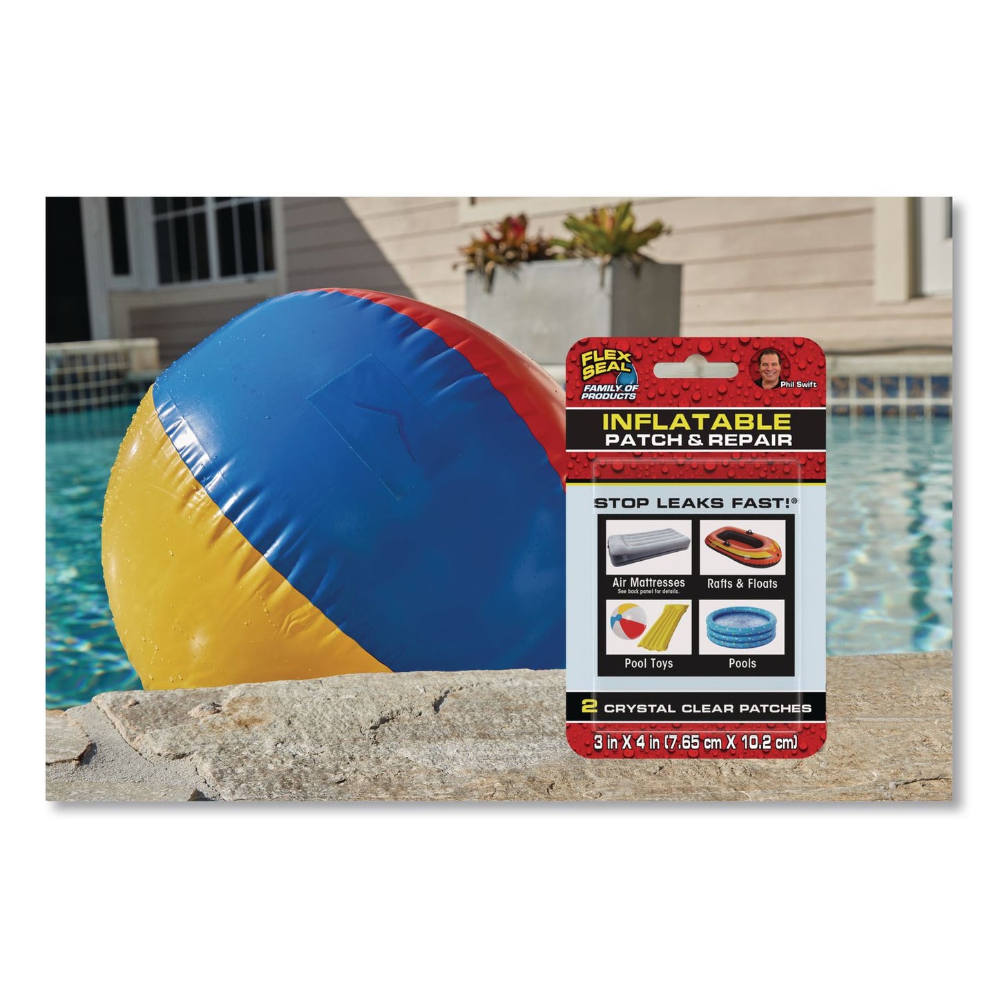 Flex Seal Products® Flex Seal Inflatable Patch and Repair, 6" x 4" x 2.5", Clear, 8/Carton (FSGKITPVC3X4)