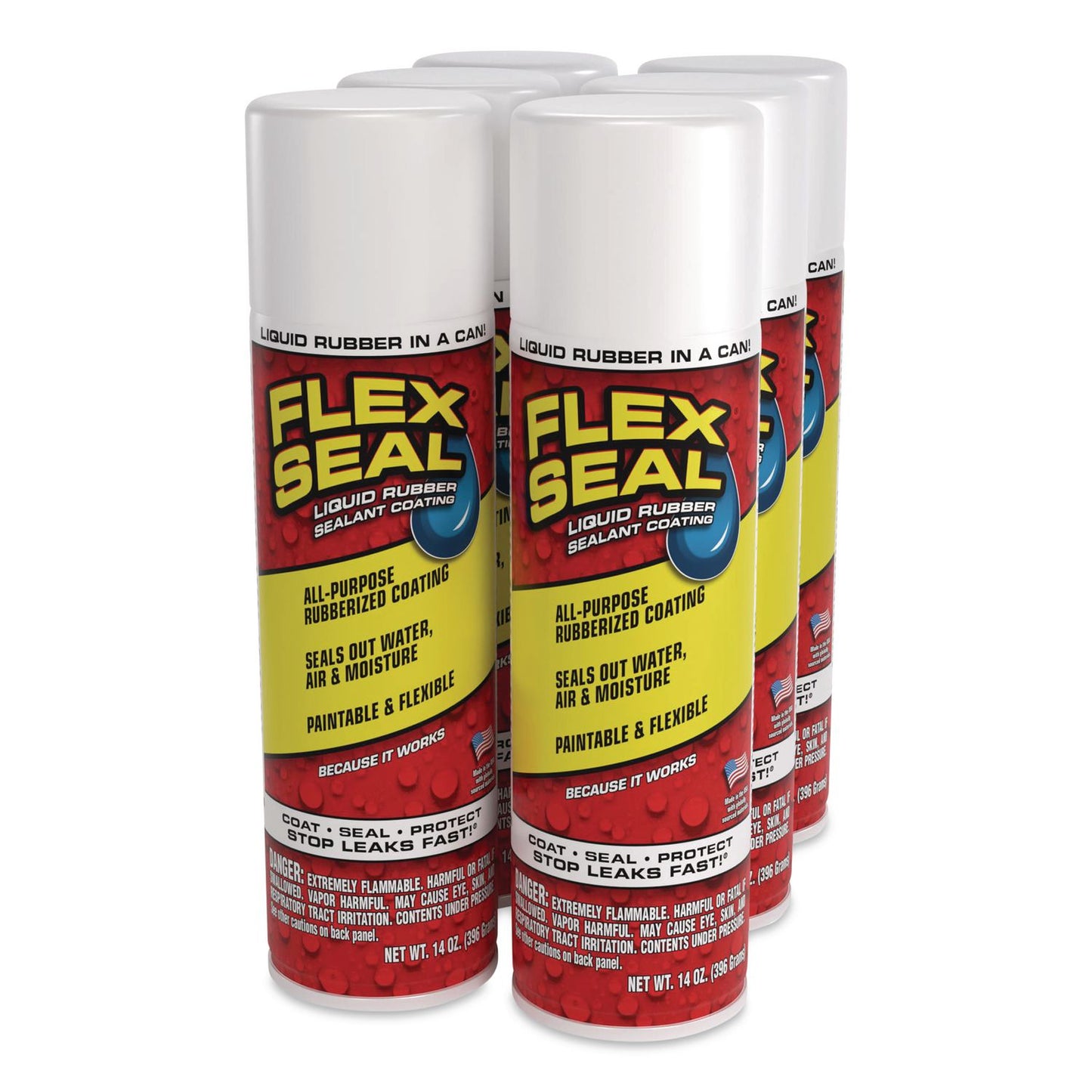 Flex Seal Products® Flex Seal Liquid Rubber Sealant Coating Aerosol, 14 oz Aerosol Can, Dries White, 6/Carton (FSGFSWHTR20)