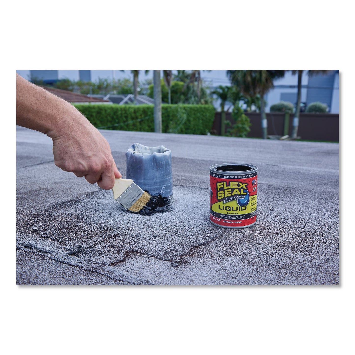 Flex Seal Products® Flex Seal Liquid Rubber Sealant Coating Liquid, 16 oz Can, Dries Black, 6/Carton (FSGLFSBLKR16)