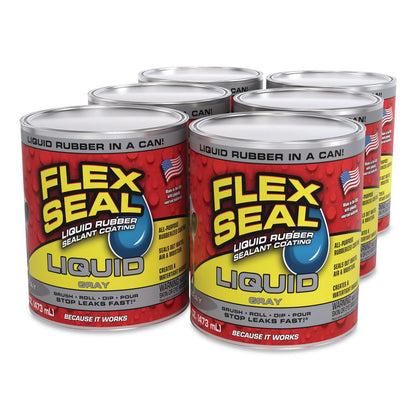 Flex Seal Products® Flex Seal Liquid Rubber Sealant Coating Liquid, 16 oz Can, Dries Gray, 6/Carton (FSGLFSGRYR16)