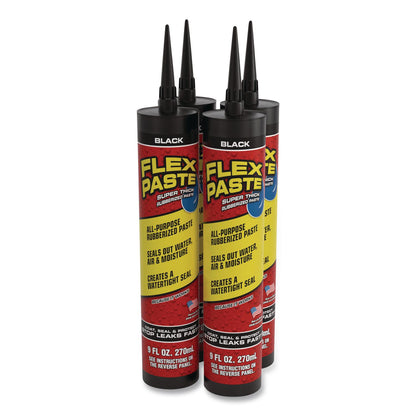 Flex Seal Products® Flex Paste Super Thick Rubberized Paste, 9 oz Cartridge, Dries Black, 4/Carton (FSGPFSBLKR10)