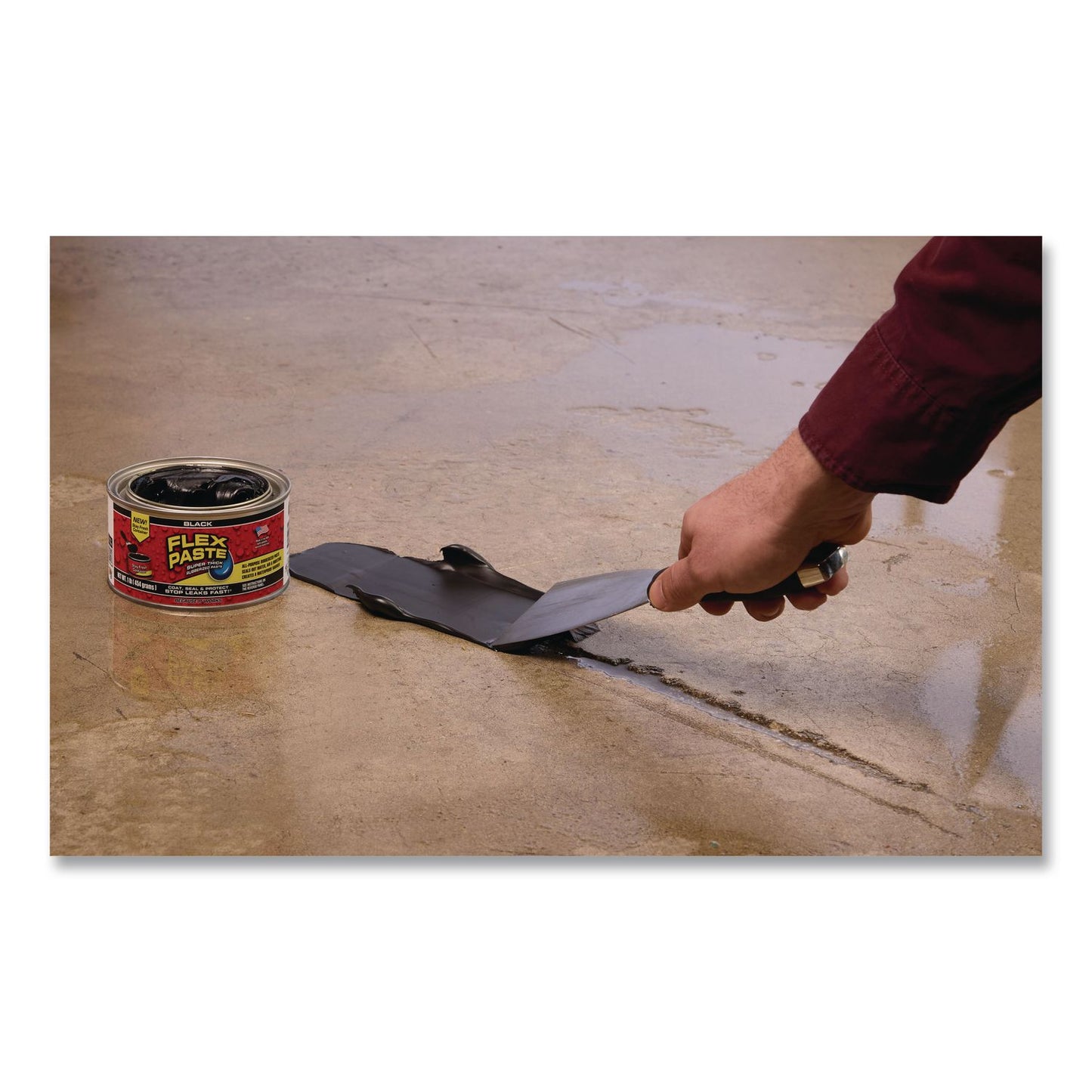 Flex Seal Products® Flex Paste Super Thick Rubberized Paste, 1 lb Can, Dries Black, 4/Carton (FSGPFSBLKR16)