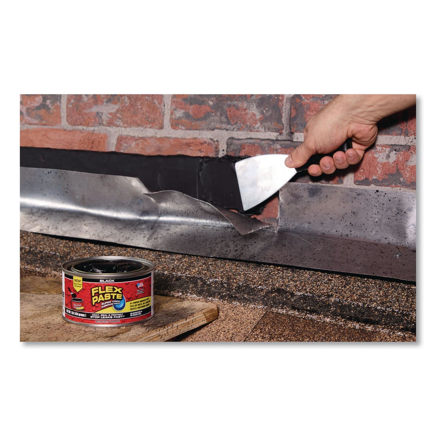 Flex Seal Products® Flex Paste Super Thick Rubberized Paste, 1 lb Can, Dries Black, 4/Carton (FSGPFSBLKR16)