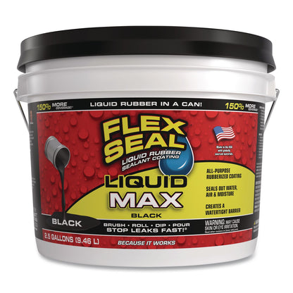 Flex Seal Products® Flex Seal Liquid Rubber Sealant Coating Liquid Max, 2.5 gal Bucket, Dries Black (FSGLFSMAXBLK02)