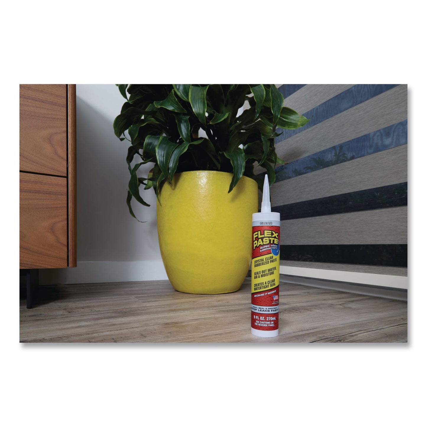 Flex Seal Products® Flex Paste Super Thick Rubberized Paste, 9 oz Cartridge, Dries Clear, 4/Carton (FSGPFSCLRR09)