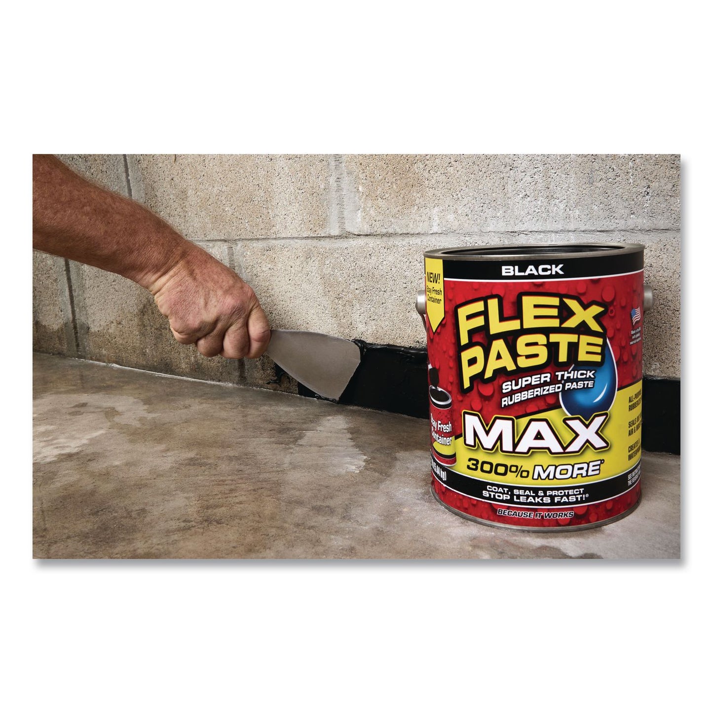 Flex Seal Products® Flex Paste Super Thick Rubberized Paste Max, 12 lb Can, Dries Black, 2/Carton (FSGPFSMAXBLK01)