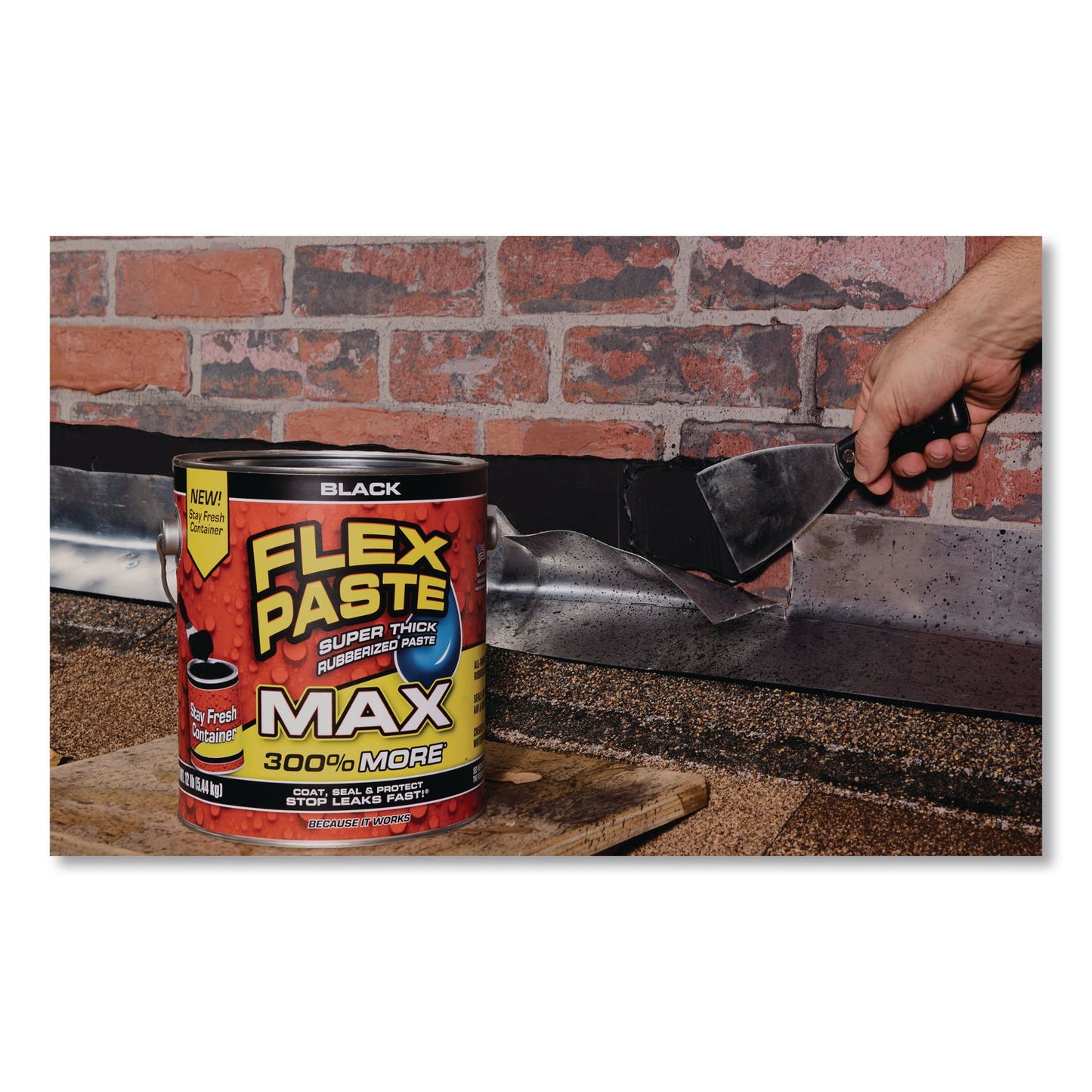 Flex Seal Products® Flex Paste Super Thick Rubberized Paste Max, 12 lb Can, Dries Black, 2/Carton (FSGPFSMAXBLK01)