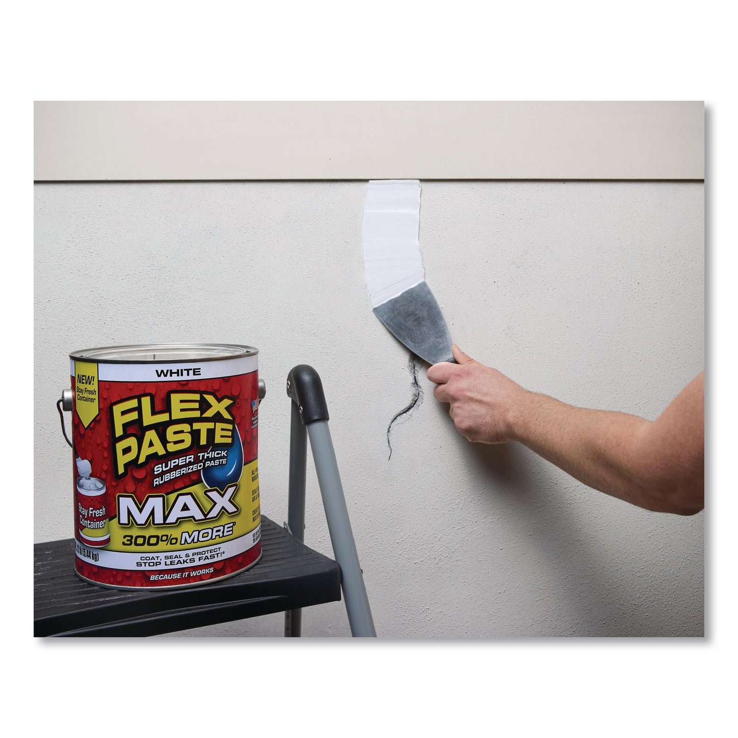 Flex Seal Products® Flex Paste Super Thick Rubberized Paste Max, 12 lb Can, Dries White, 2/Carton (FSGPFSMAXWHT01)