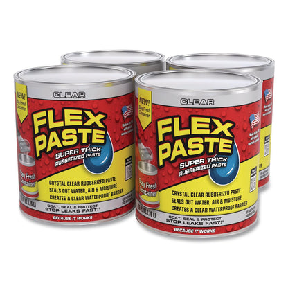 Flex Seal Products® Flex Paste Super Thick Rubberized Paste, 26 oz Can, Dries Clear, 4/Carton (FSGPFSCLRR32)