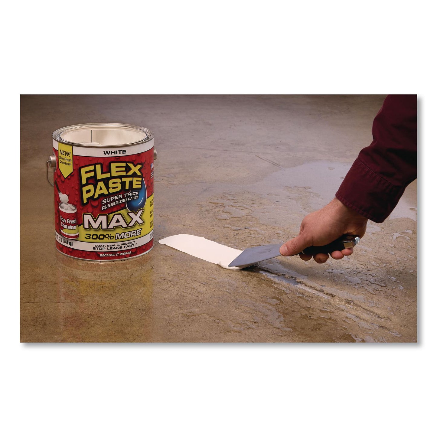 Flex Seal Products® Flex Paste Super Thick Rubberized Paste Max, 12 lb Can, Dries White, 2/Carton (FSGPFSMAXWHT01)