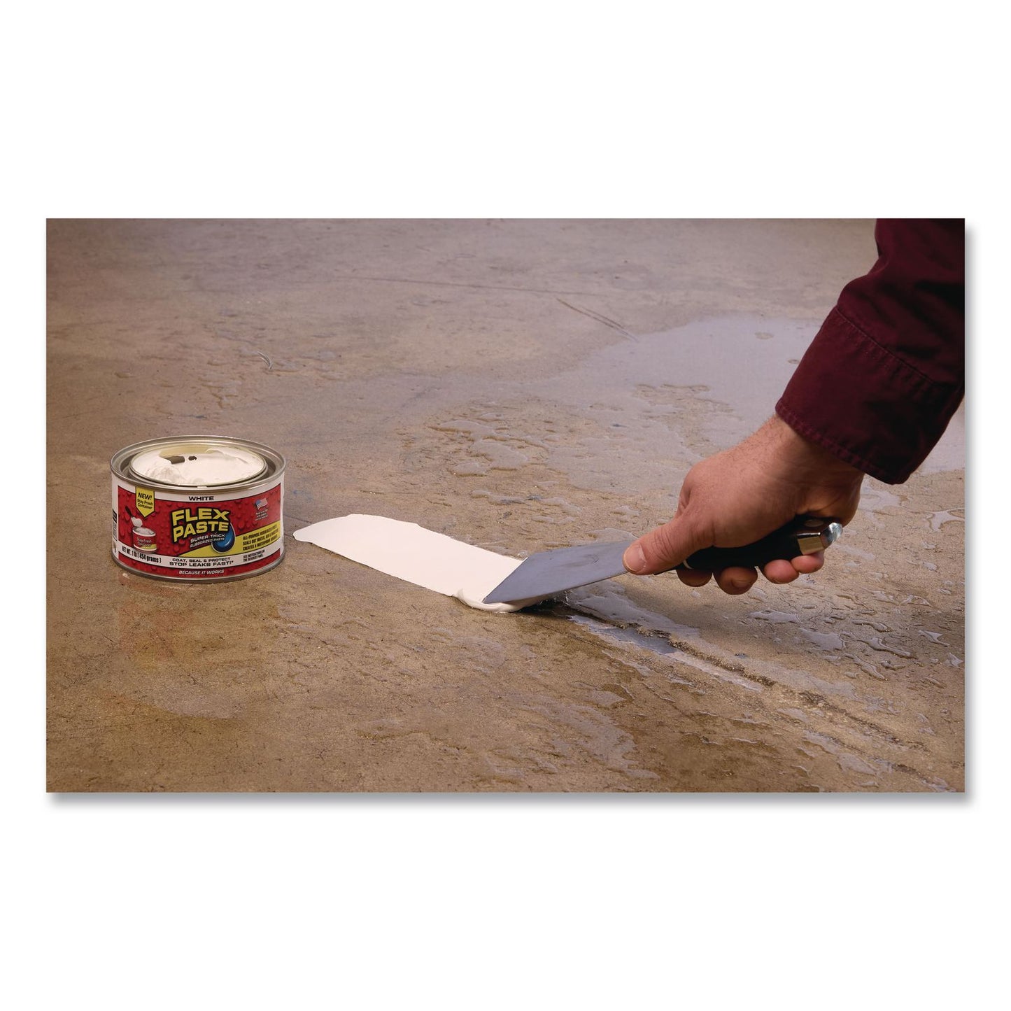 Flex Seal Products® Flex Paste Super Thick Rubberized Paste, 1 lb Can, Dries White, 4/Carton (FSGPFSWHTR16)