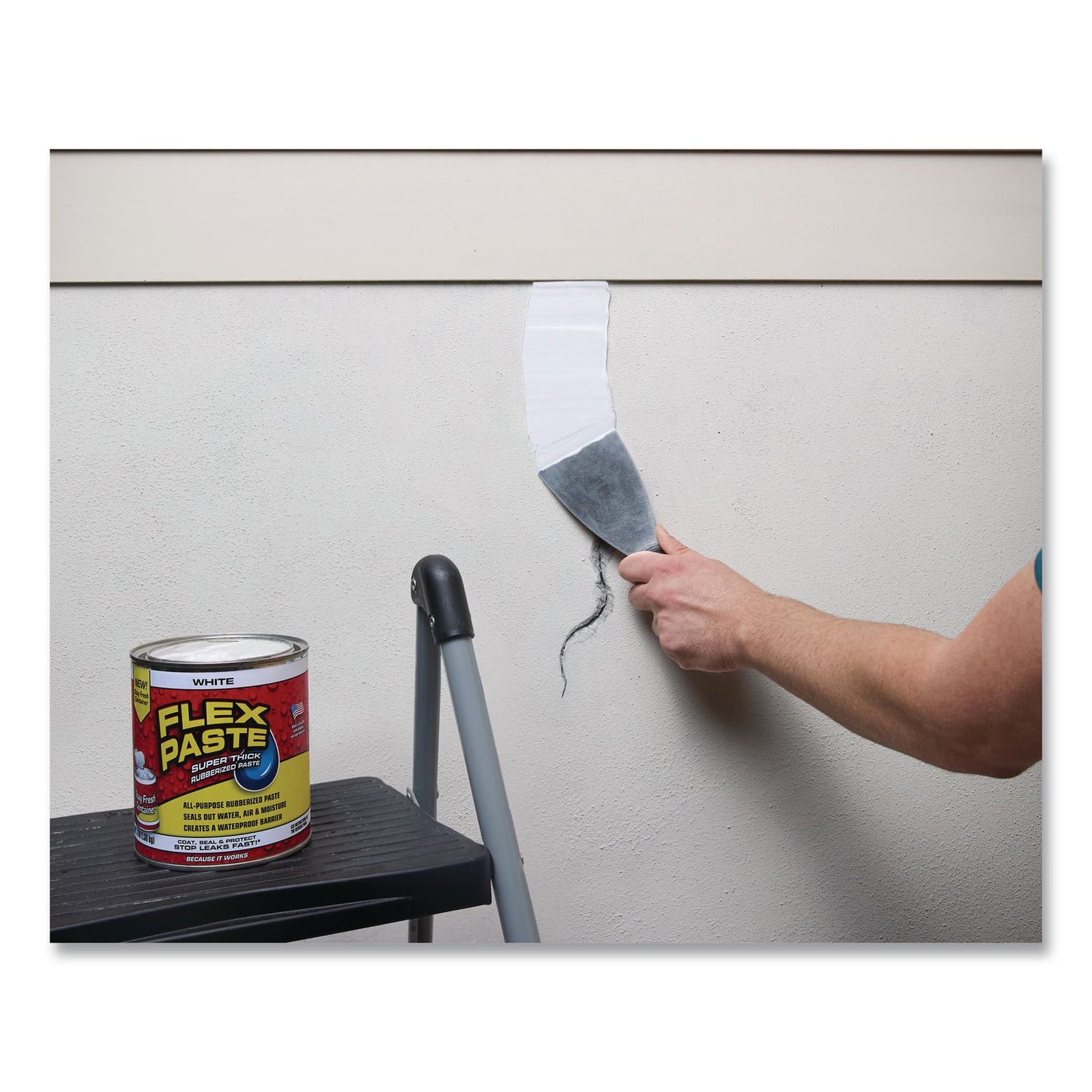 Flex Seal Products® Flex Paste Super Thick Rubberized Paste, 3 lb Can, Dries White, 4/Carton (FSGPFSWHTR32)