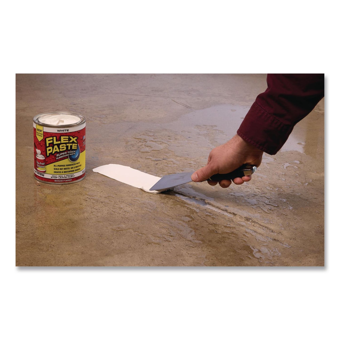 Flex Seal Products® Flex Paste Super Thick Rubberized Paste, 3 lb Can, Dries White, 4/Carton (FSGPFSWHTR32)