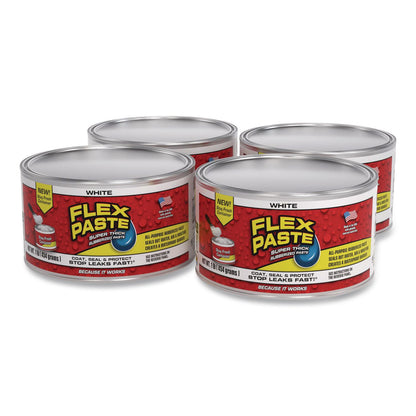 Flex Seal Products® Flex Paste Super Thick Rubberized Paste, 1 lb Can, Dries White, 4/Carton (FSGPFSWHTR16)
