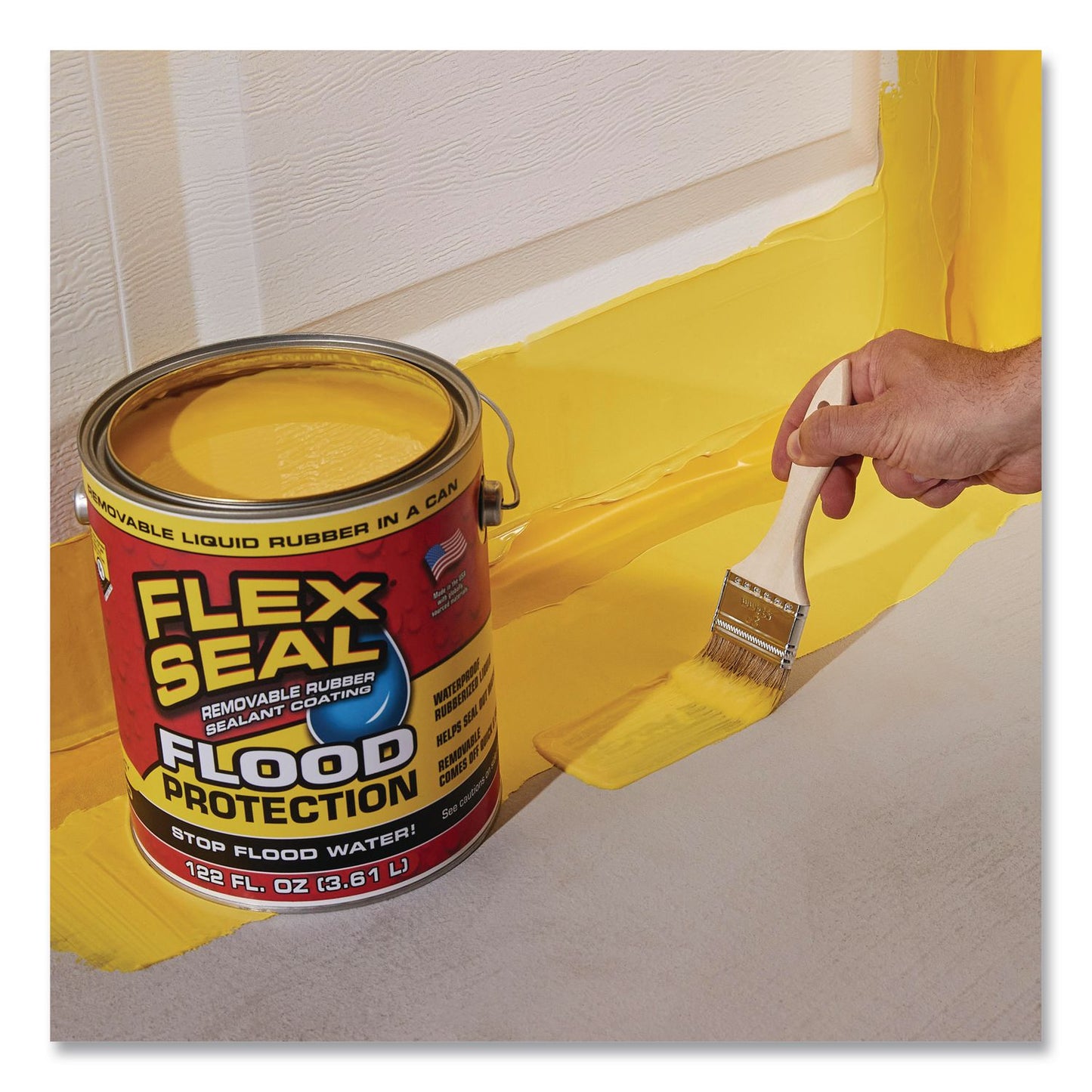 Flex Seal Products® Flex Seal Liquid Flood Protection, 122 oz Can, Dries Yellow, 2/Carton (FSGRLSYELR01)