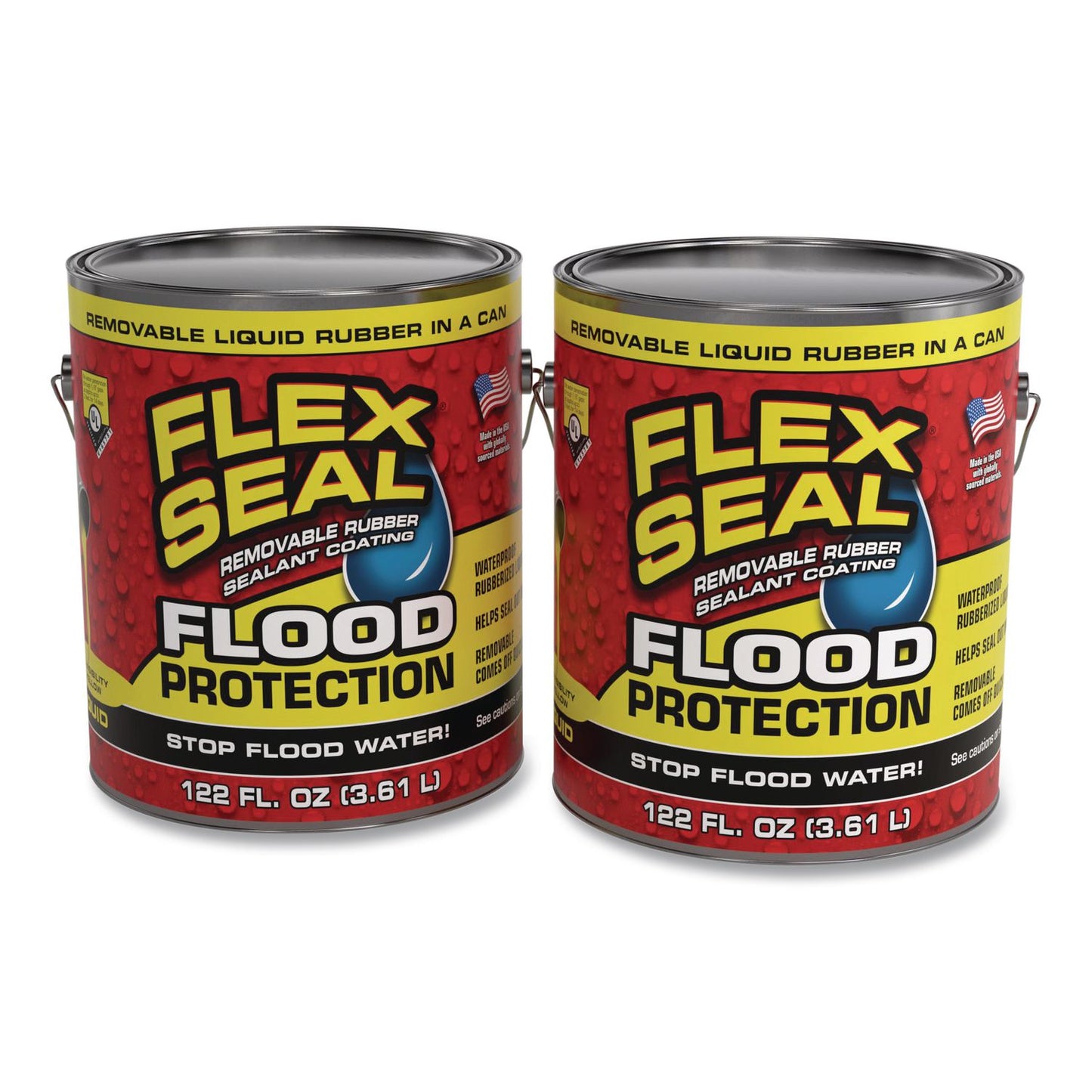 Flex Seal Products® Flex Seal Liquid Flood Protection, 122 oz Can, Dries Yellow, 2/Carton (FSGRLSYELR01)