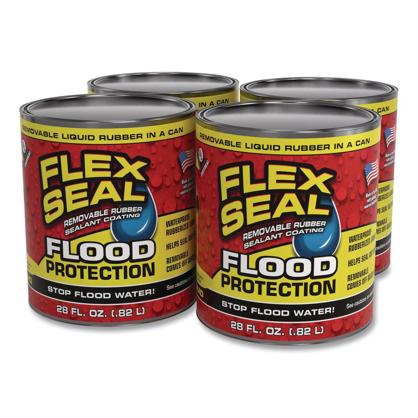 Flex Seal Products® Flex Seal Liquid Flood Protection, 28 oz Can, Dries Yellow, 4/Carton (FSGRLSYELR32)