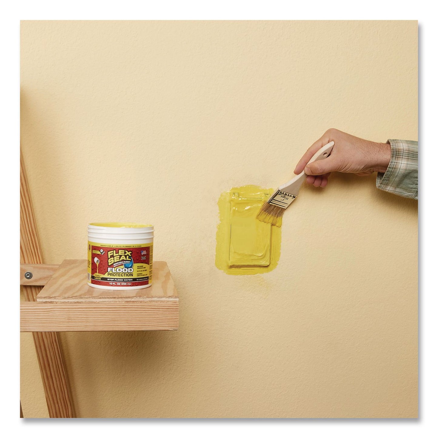 Flex Seal Products® Flex Seal Liquid Flood Protection, 10 oz Can, Dries Yellow, 4/Carton (FSGRLSYELR12)