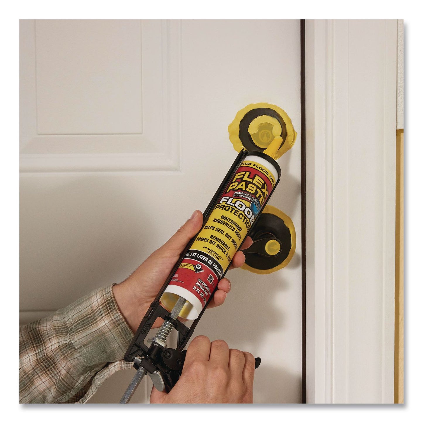 Flex Seal Products® Flex Paste Flood Protection Paste, 9 oz Cartridge, Dries Yellow, 6/Carton (FSGRPSYELR10)