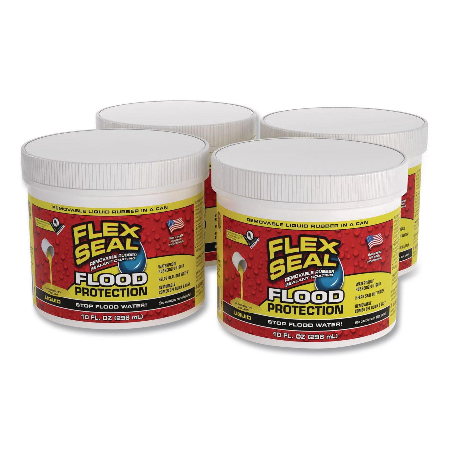 Flex Seal Products® Flex Seal Liquid Flood Protection, 10 oz Can, Dries Yellow, 4/Carton (FSGRLSYELR12)