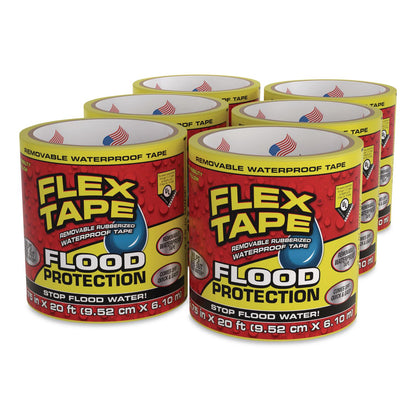 Flex Seal Products® Flex Tape Removable Rubberized Waterproof Flood Protection Tape, 3.75" x 20 ft, Yellow, 6/Carton (FSGRTSYELR0420)