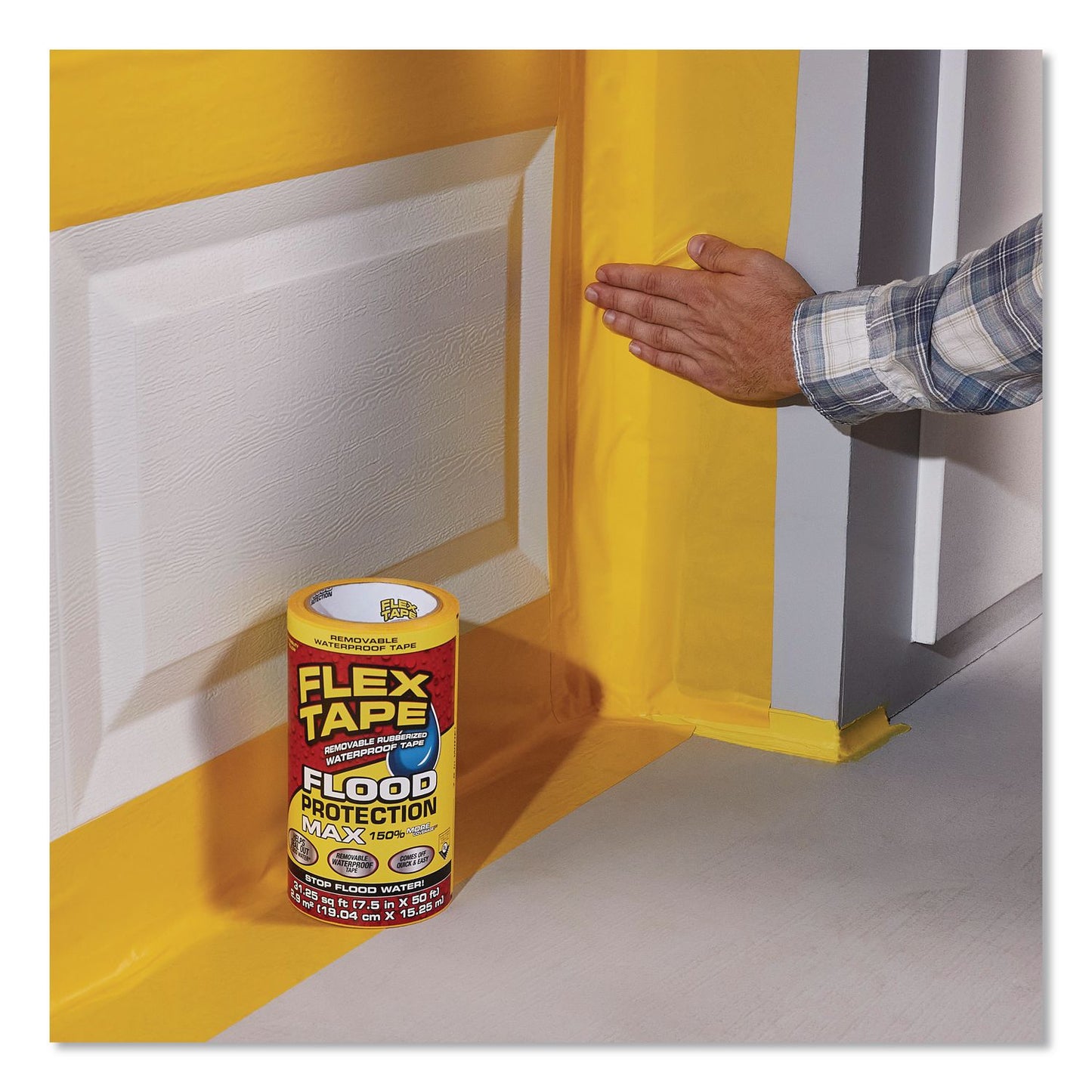 Flex Seal Products® Flex Tape Removable Rubberized Waterproof Flood Protection Tape, 7.5" x 20 ft, Yellow, 3/Carton (FSGRTSYELR0820)