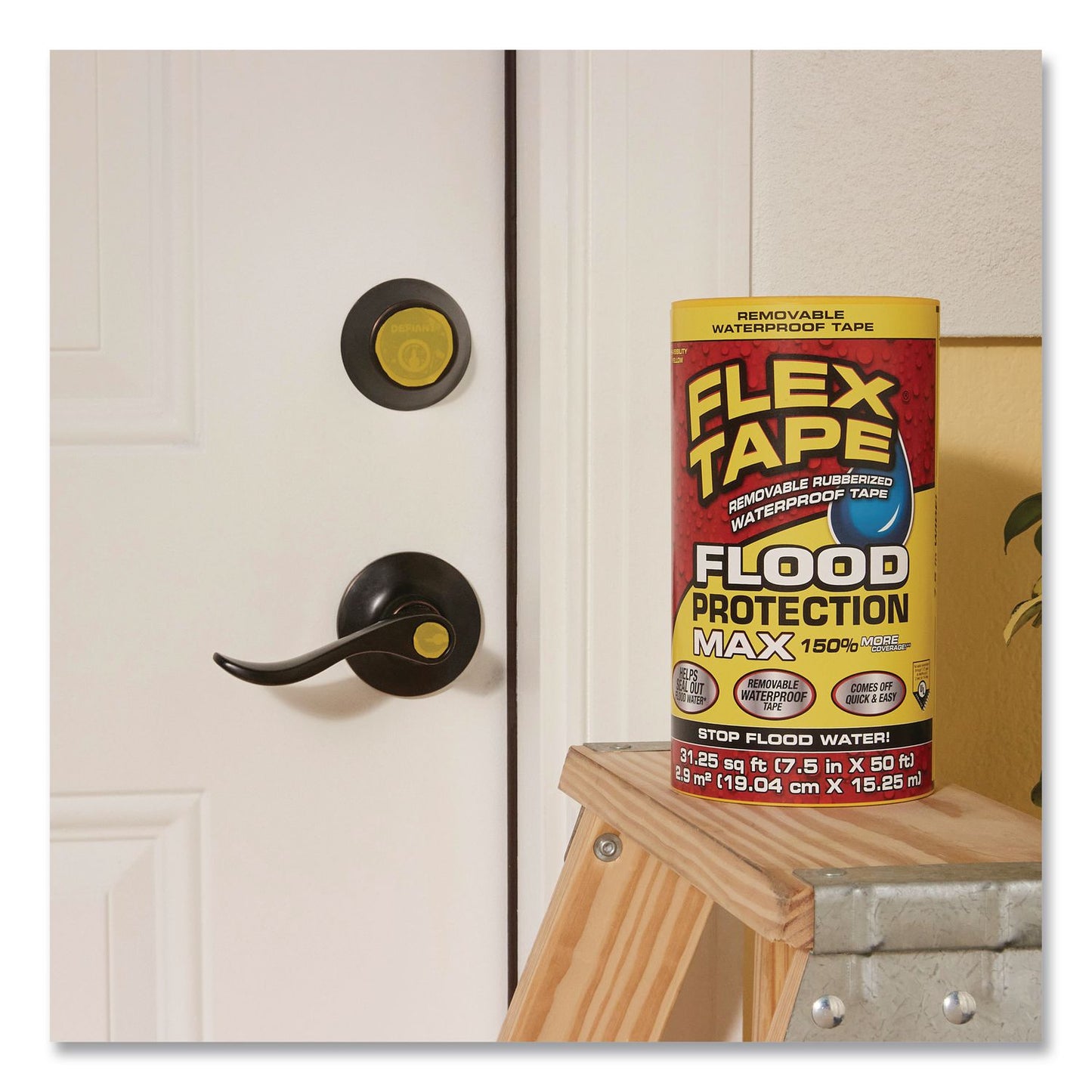 Flex Seal Products® Flex Tape Removable Rubberized Waterproof Flood Protection Tape, 7.5" x 50 ft, Yellow, 2/Carton (FSGRTSYELR0850)