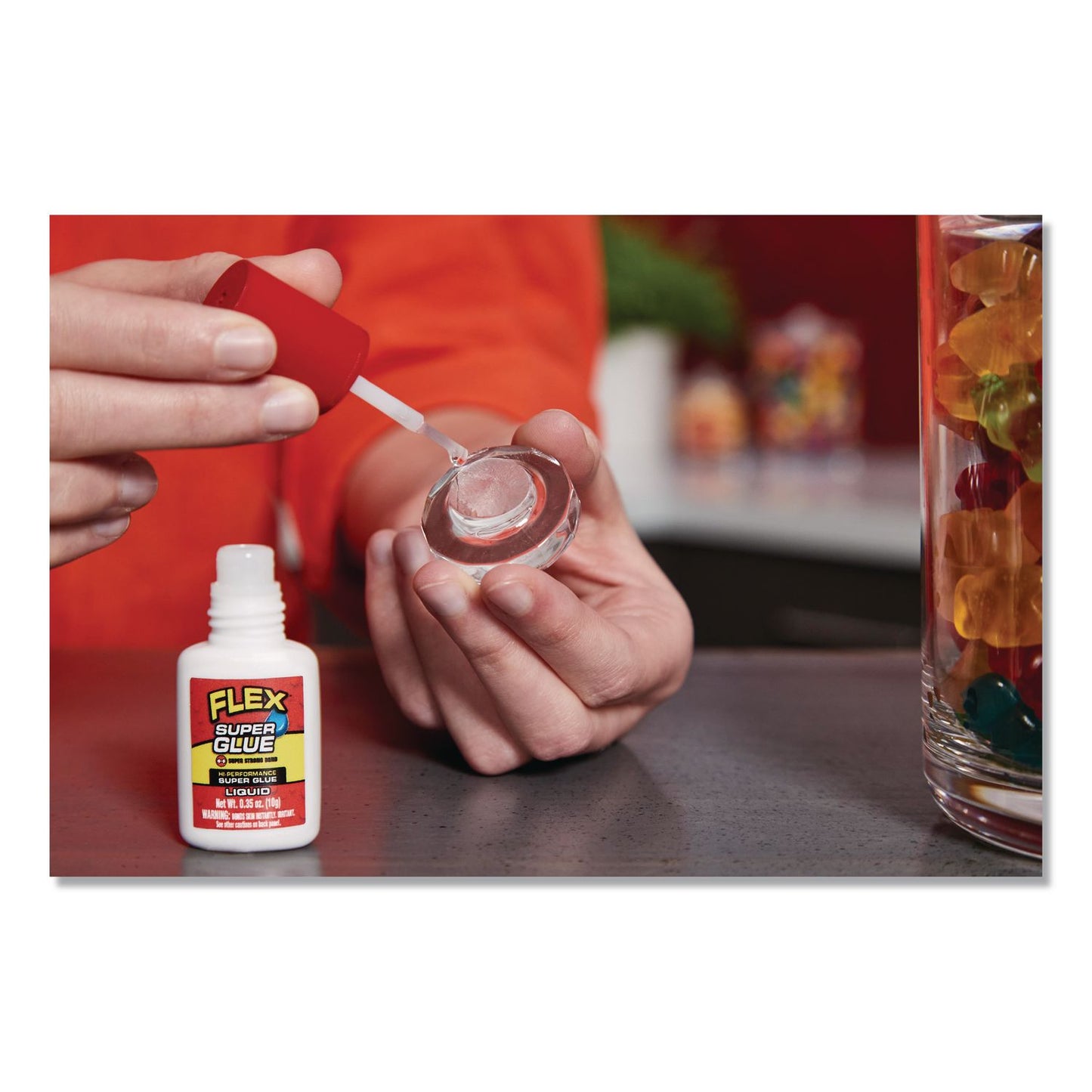 Flex Seal Products® Flex Super Glue, Precision Brush, Liquid, 0.5 oz, Dries Clear, 8/Carton (FSGSGLIQ10BT)
