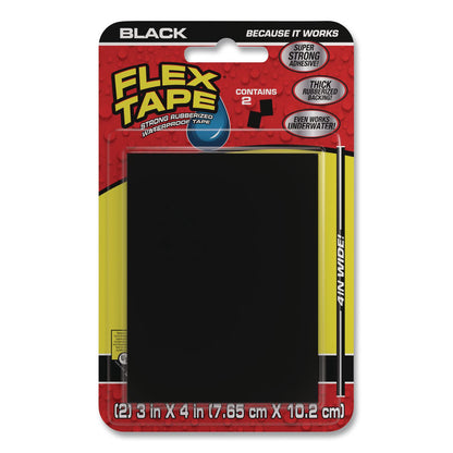 Flex Seal Products® Flex Tape Strong Rubberized Waterproof Tape, 4" Core, 39 mils Thick, 4" x 3", Black, 24/Carton (FSGTFSBLKMINI)