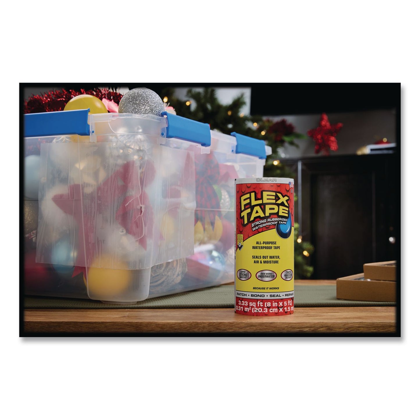 Flex Seal Products® Flex Tape Strong Rubberized Waterproof Tape, 4" Core, 39 mil Thick, 8" x 5 ft, Clear, 4/Carton (FSGTFSCLRR0805)