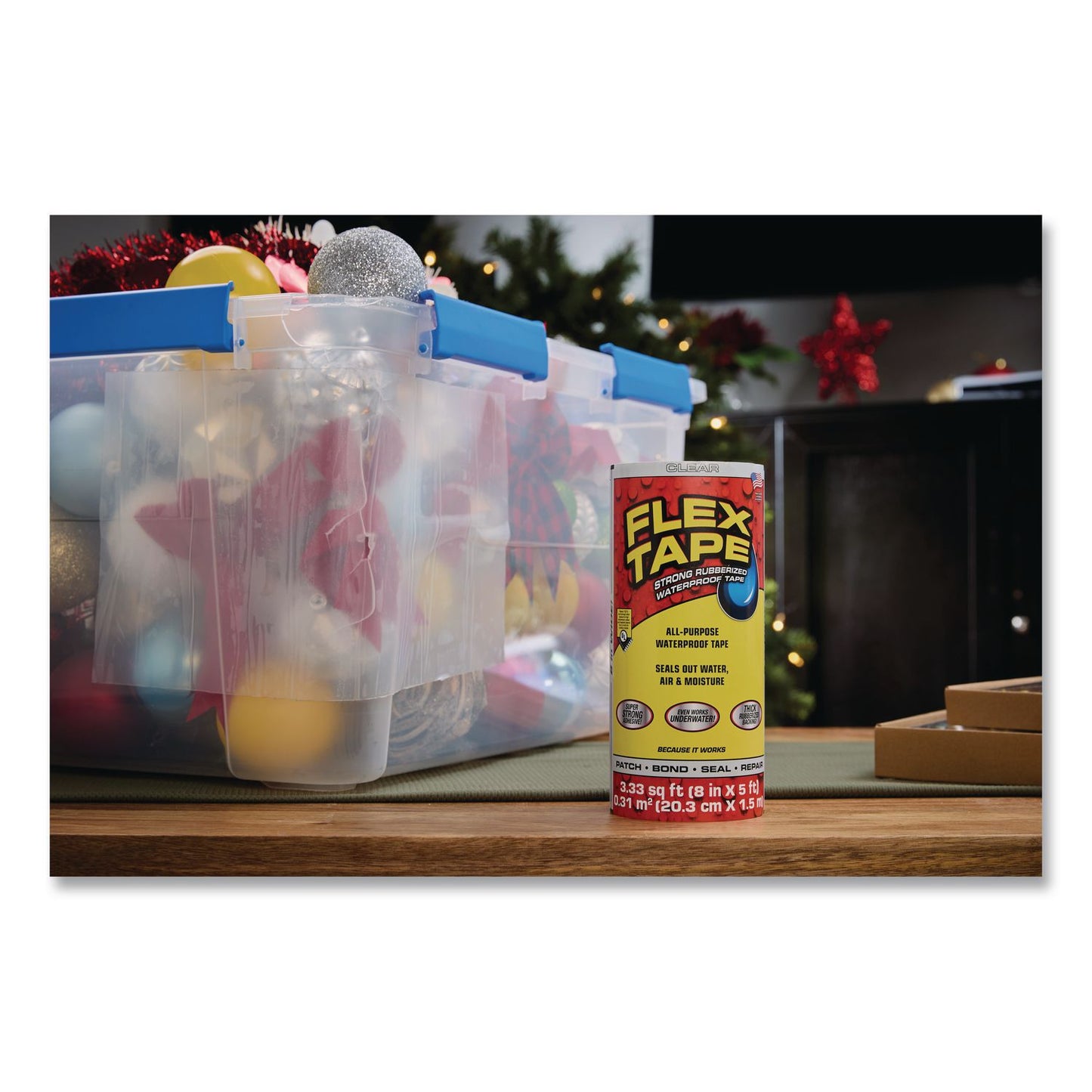 Flex Seal Products® Flex Tape Strong Rubberized Waterproof Tape, 4" Core, 39 mil Thick, 12" x 10 ft, Clear, 4/Carton (FSGTFSCLRR1210)