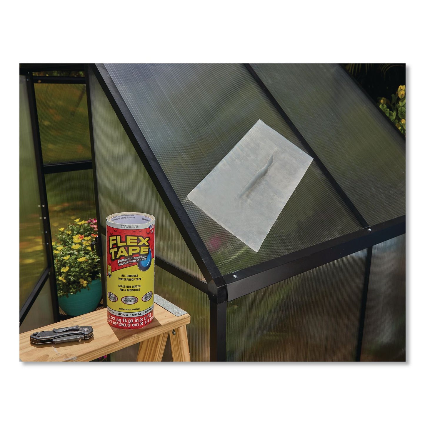 Flex Seal Products® MAX Strong Rubberized Waterproof Tape, 4" Core, 39 mils Thick, 8" x 25 ft, Clear, 3/Carton (FSGTFSMAXCLR08)
