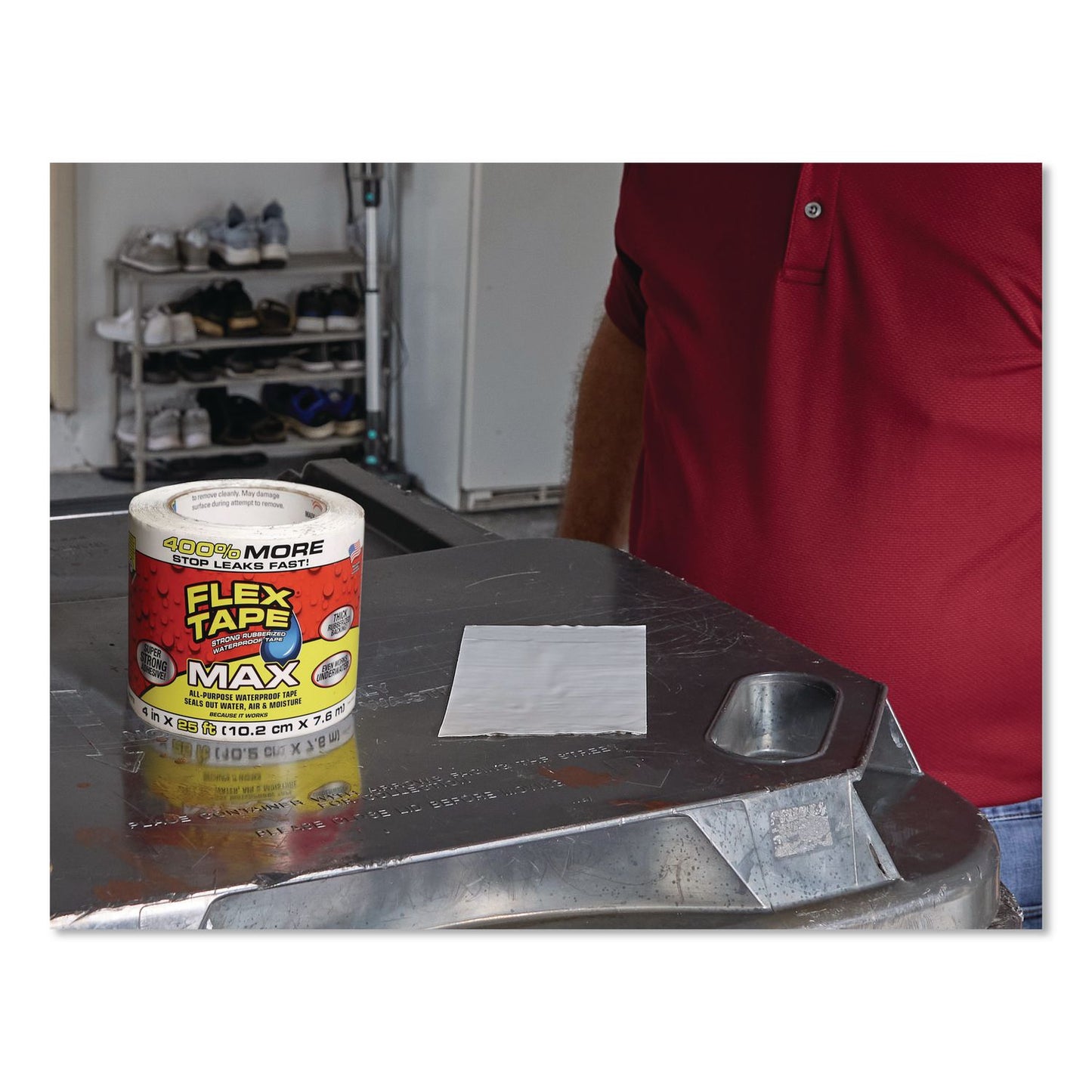 Flex Seal Products® MAX Strong Rubberized Waterproof Tape, 4" Core, 39 mils Thick, 4" x 25 ft, White, 3/Carton (FSGTFSMAXWHT04)