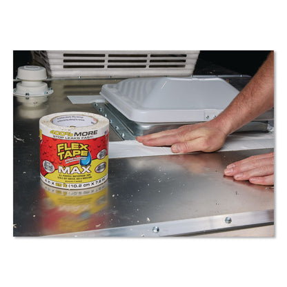 Flex Seal Products® MAX Strong Rubberized Waterproof Tape, 4" Core, 39 mils Thick, 4" x 25 ft, White, 3/Carton (FSGTFSMAXWHT04)