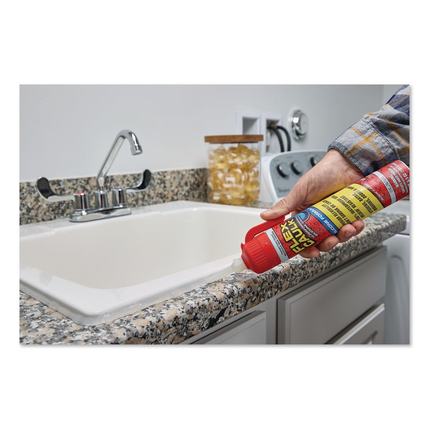 Flex Seal Products® Flex Caulk Hi-Performance Silicone Caulk, 6.5 oz Aerosol Can, Dries Clear, 4/Carton (FSGUS600CLR200)