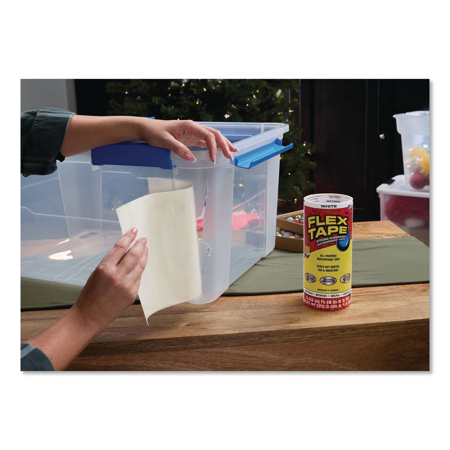 Flex Seal Products® Flex Tape Strong Rubberized Waterproof Tape, 4" Core, 39 mil Thick, 8" x 5 ft, White, 4/Carton (FSGTFSWHTR0805)
