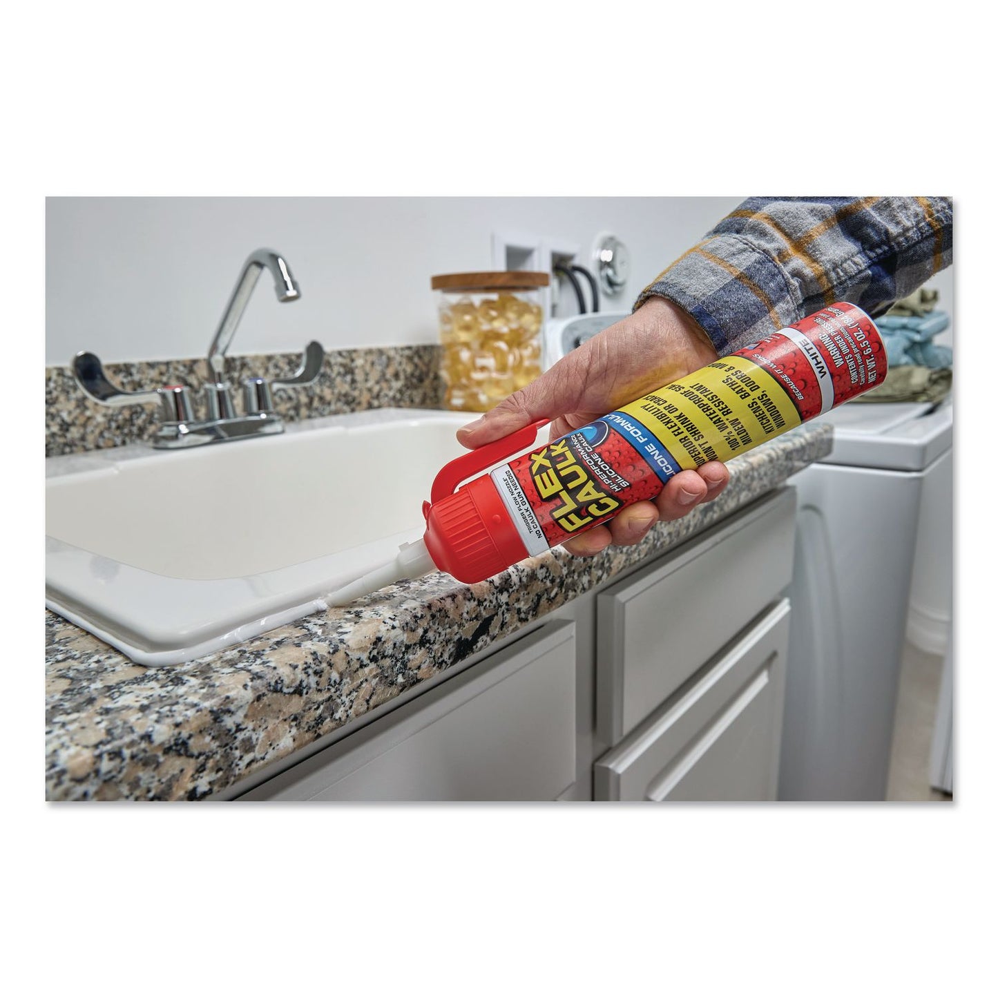 Flex Seal Products® Flex Caulk Hi-Performance Silicone Caulk, 6.5 oz Aerosol Can, Dries White, 4/Carton (FSGUS600WHT200)