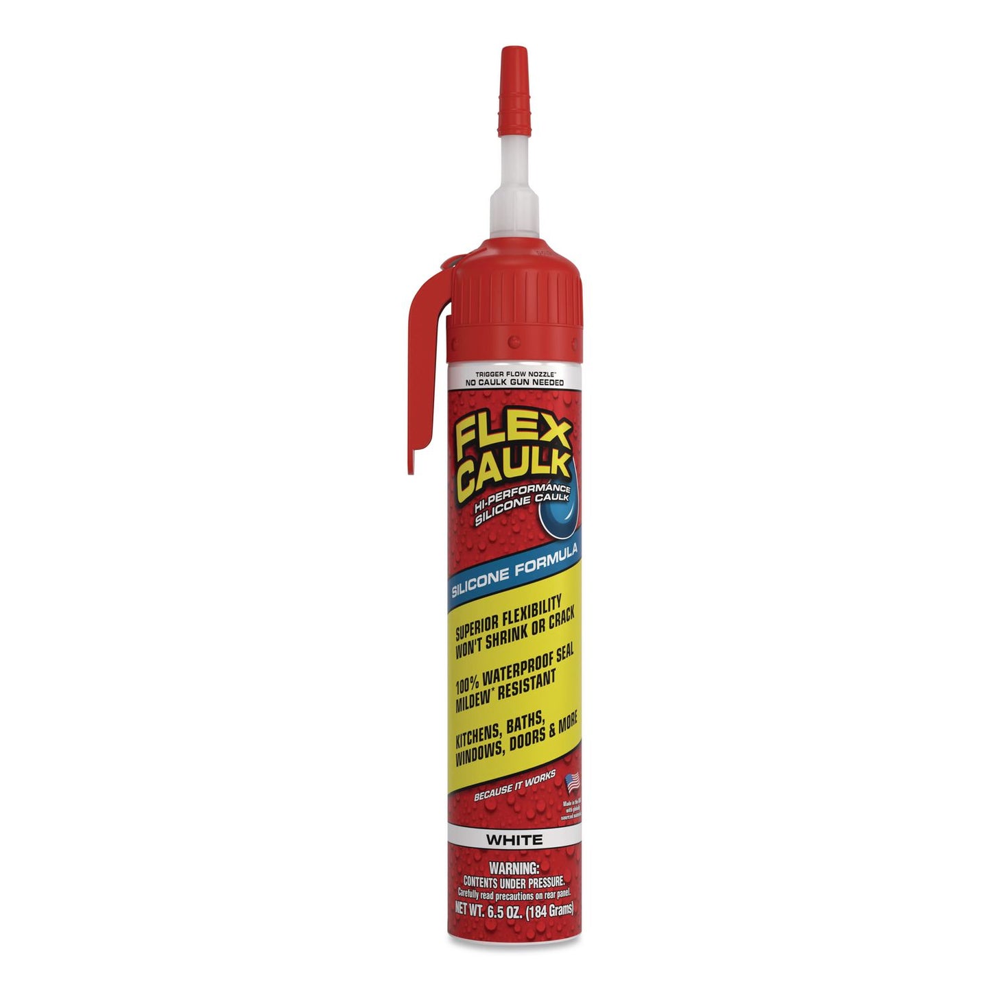 Flex Seal Products® Flex Caulk Hi-Performance Silicone Caulk, 6.5 oz Aerosol Can, Dries White, 4/Carton (FSGUS600WHT200)