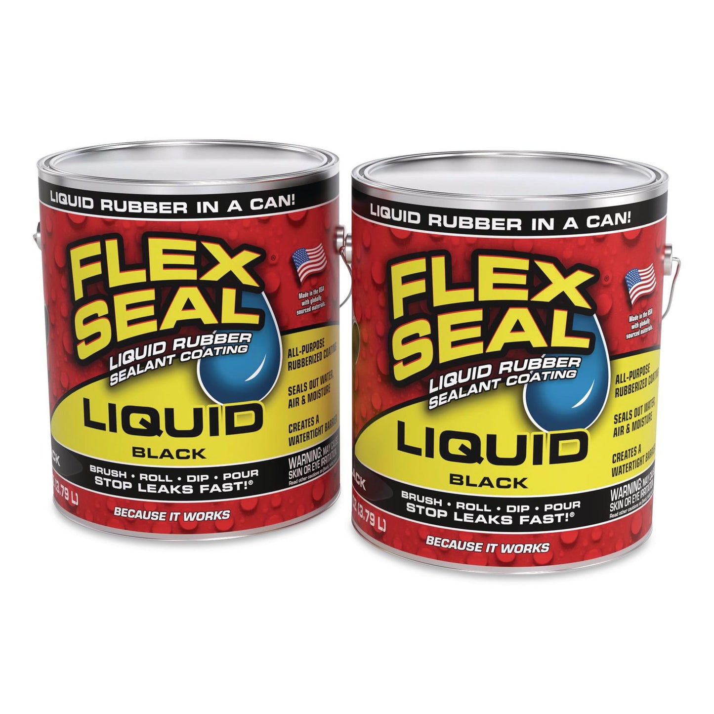 Flex Seal Products® Flex Seal Liquid Rubber Sealant Coating Liquid, 1 gal Can, Dries Black, 2/Carton (FSGUS855BLK012)
