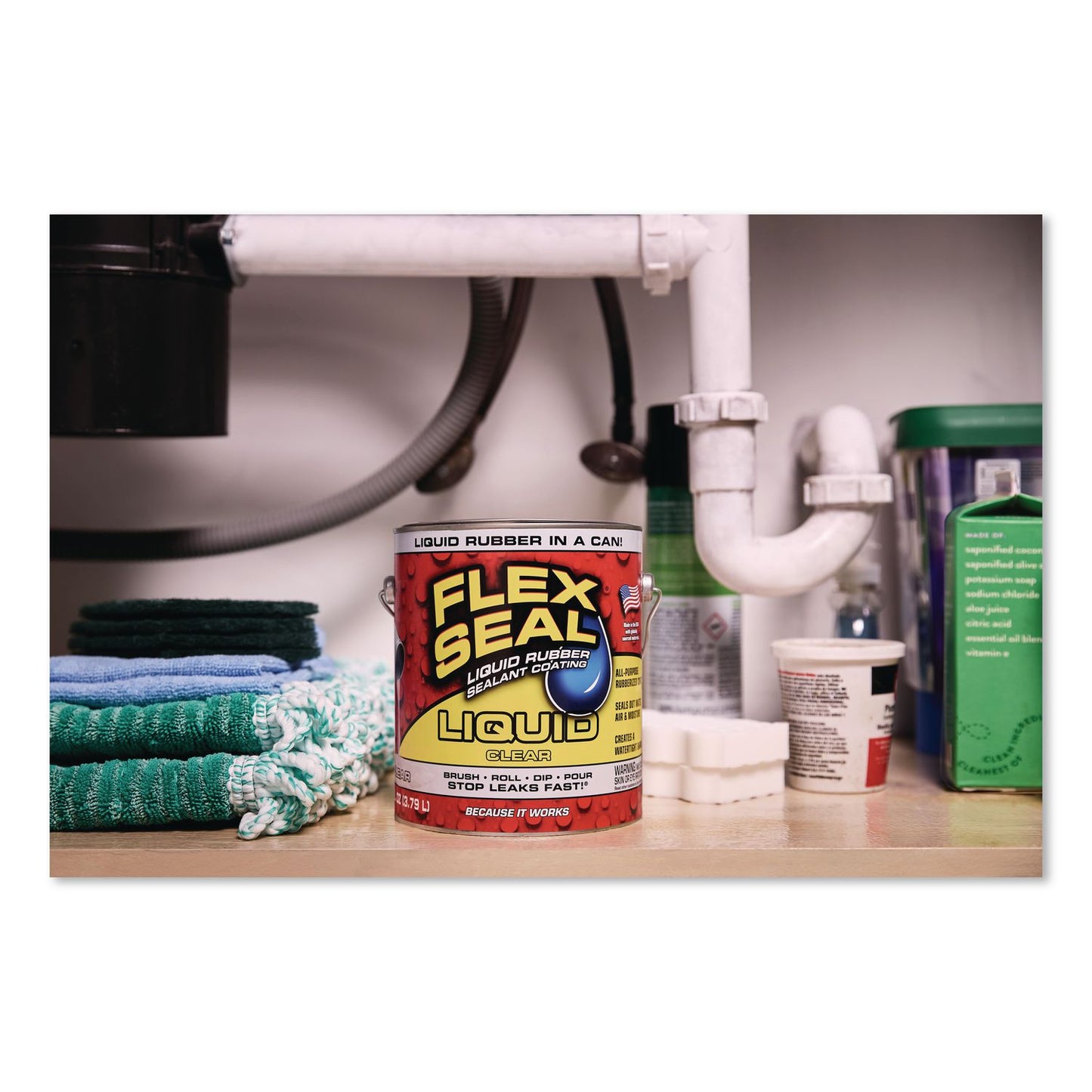 Flex Seal Products® Flex Seal Liquid Rubber Sealant Coating Liquid, 1 gal Can, Dries Clear, 2/Carton (FSGUS855CLR012)